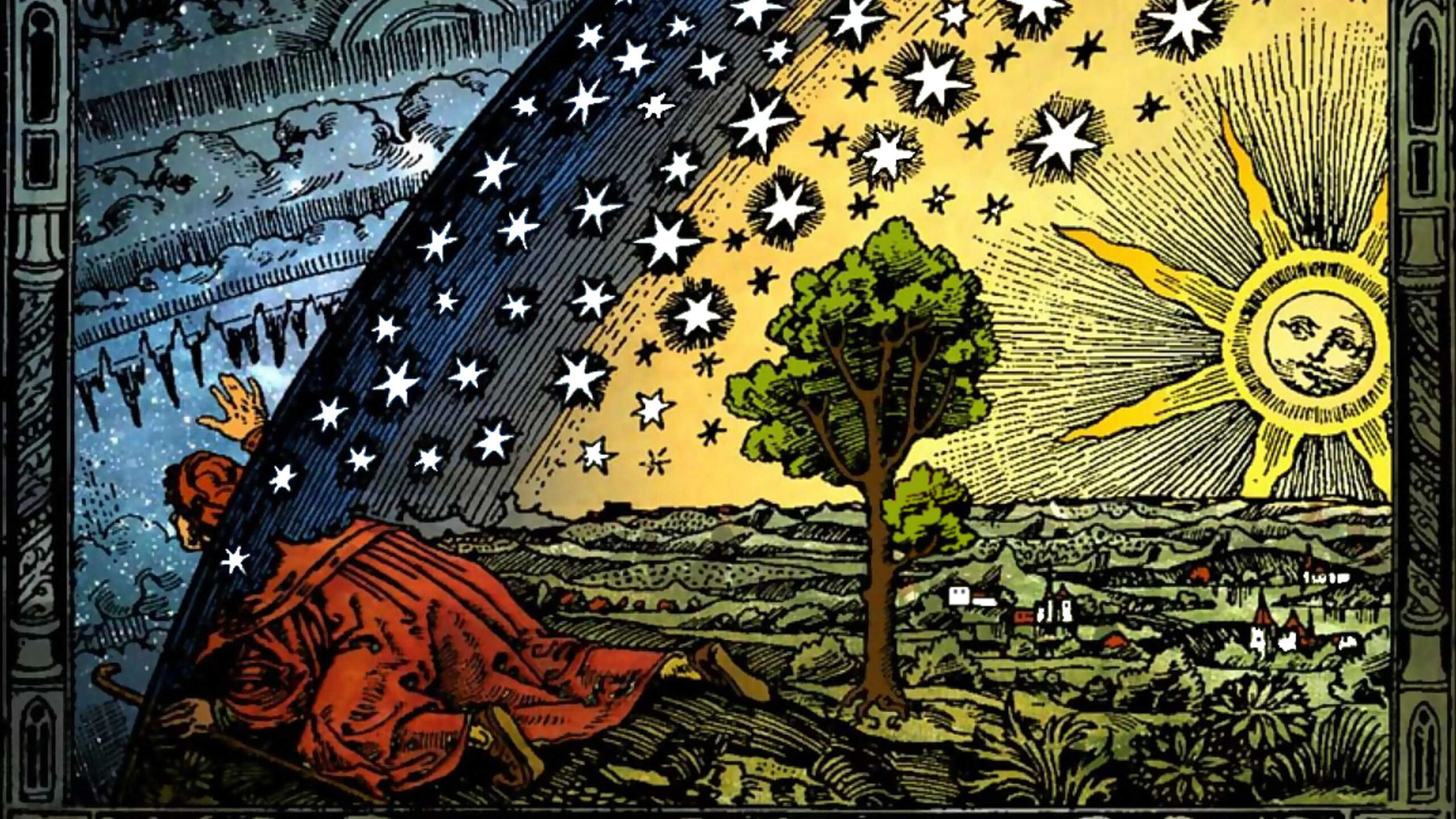 A gravura Flammarion, colorida. Equinócio com uma reviravolta.